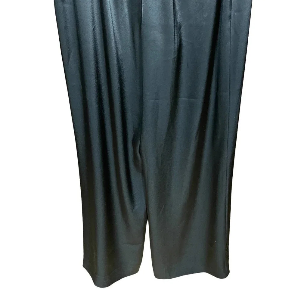 St. John Caviar Black Silky Wide-Leg Trouser Pants‎ Size 4 - Picture 3 of 10